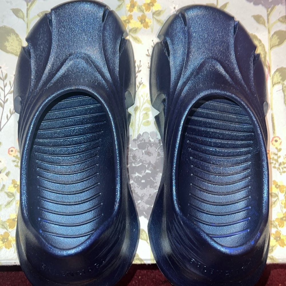 Balenciaga shiny blue rubber slide in shoe SOLD